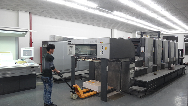 Offset press at the paper packaging facility