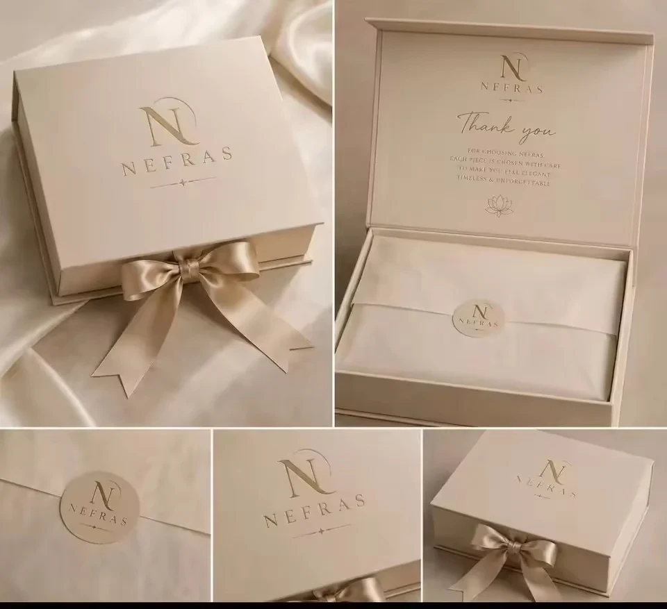 Magnetic Folding Dress Gift Box with Ribbon