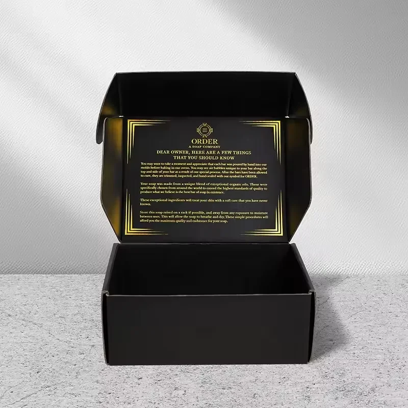 Black Soap Mailer with Gold Foil Logo