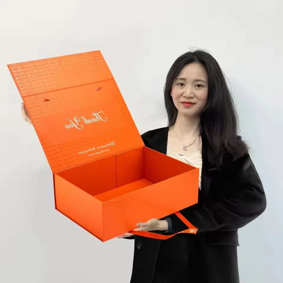 Large Orange Magnetic Gift Box