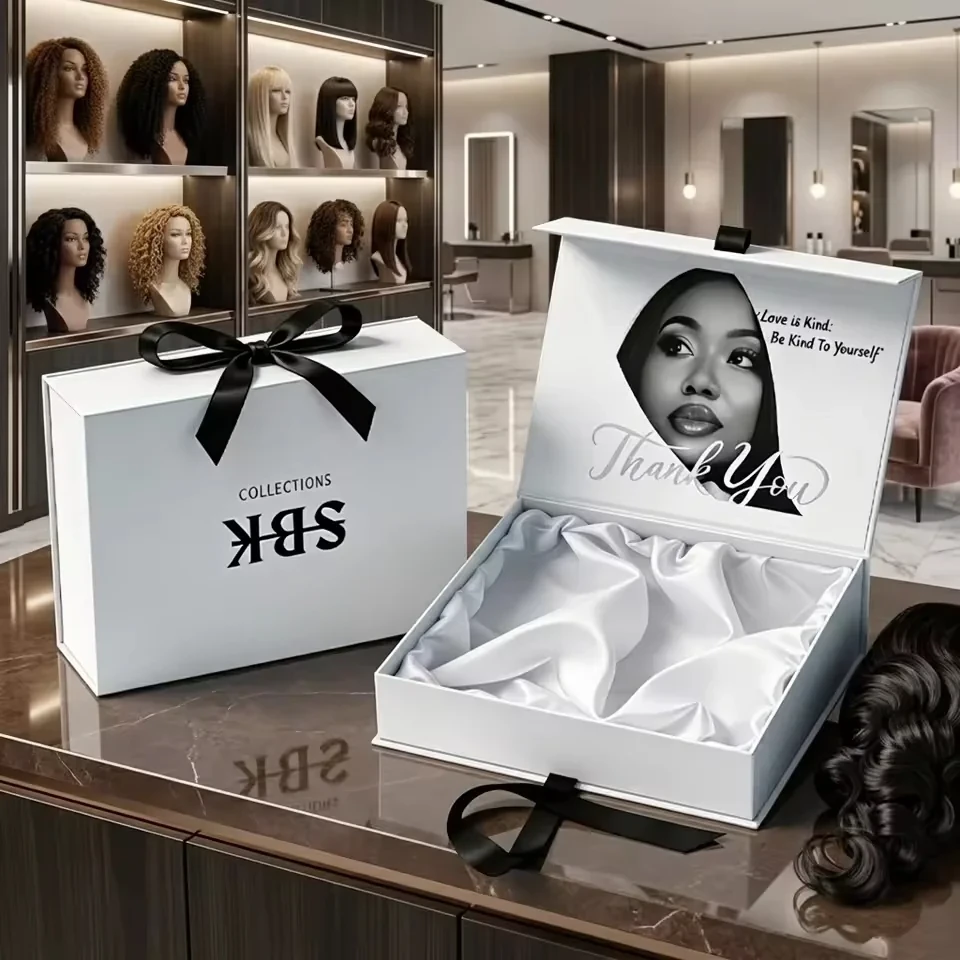 Folding Magnetic Hair Box with Satin Insert