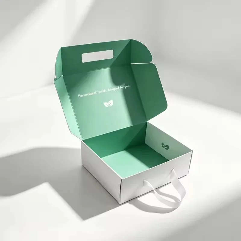 Green and White Carry-Handle Mailer