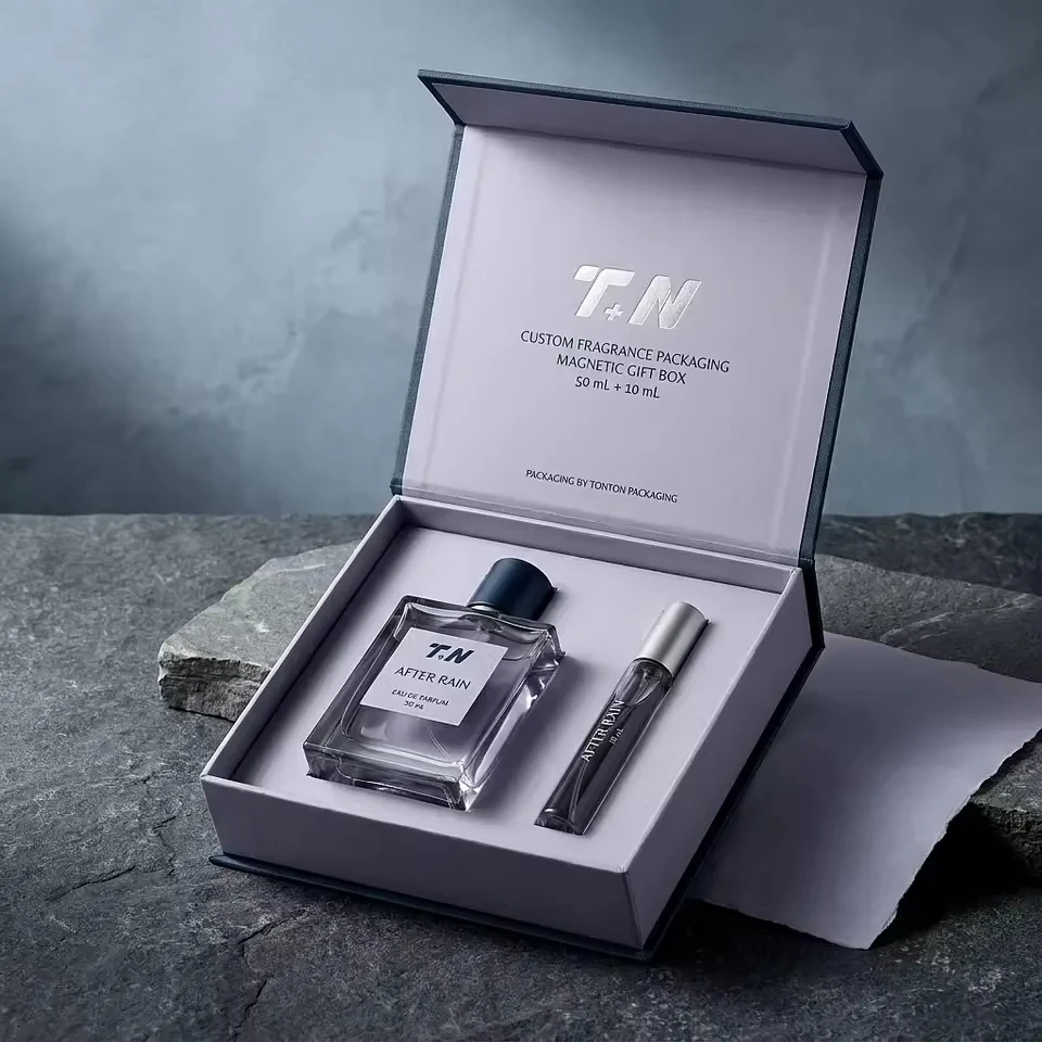 Blue Book-Style Perfume Box with Fitted Insert