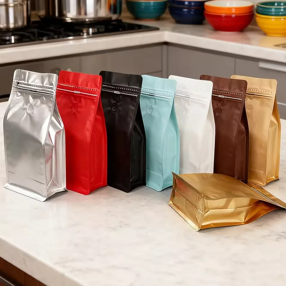 Matte Coffee Bean Flat-Bottom Pouch