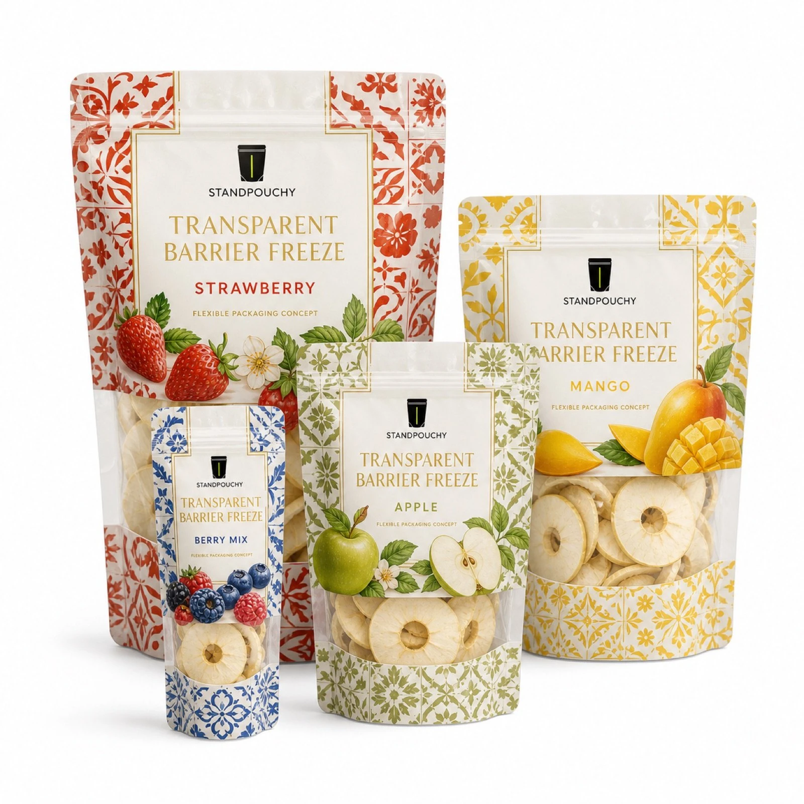 Transparent Freeze-Dried Apple Chips Pouch