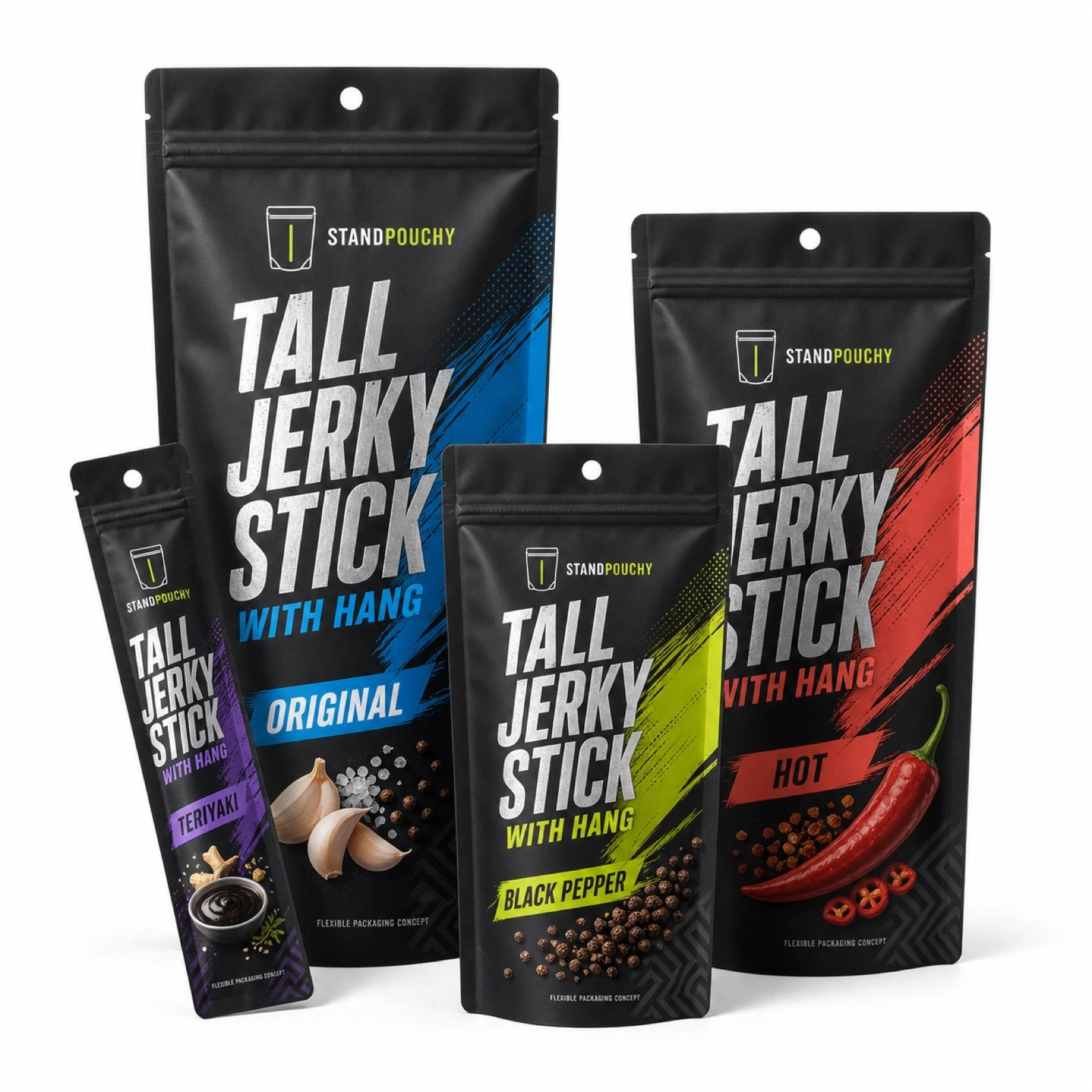 Tall Jerky Stick Pouch with Hang Hole