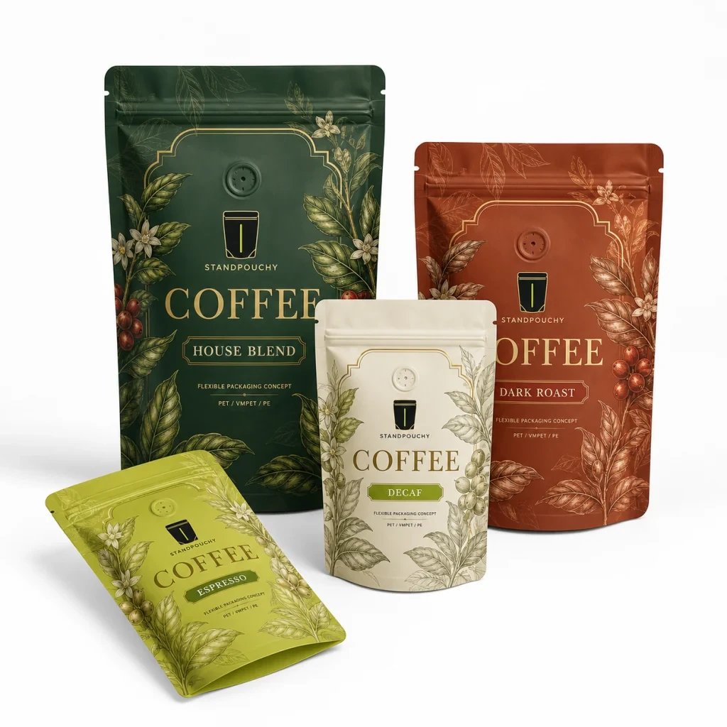 Custom Printed Coffee Stand Up Pouch with Valve
