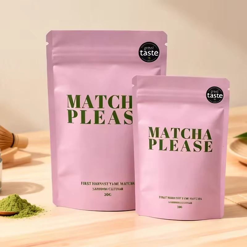 Custom Matcha Tea Stand-Up Pouch with Zipper
