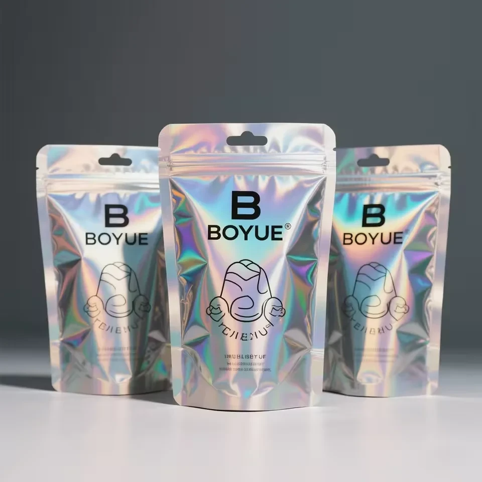 Holographic Cosmetic Powder Stand-Up Pouch